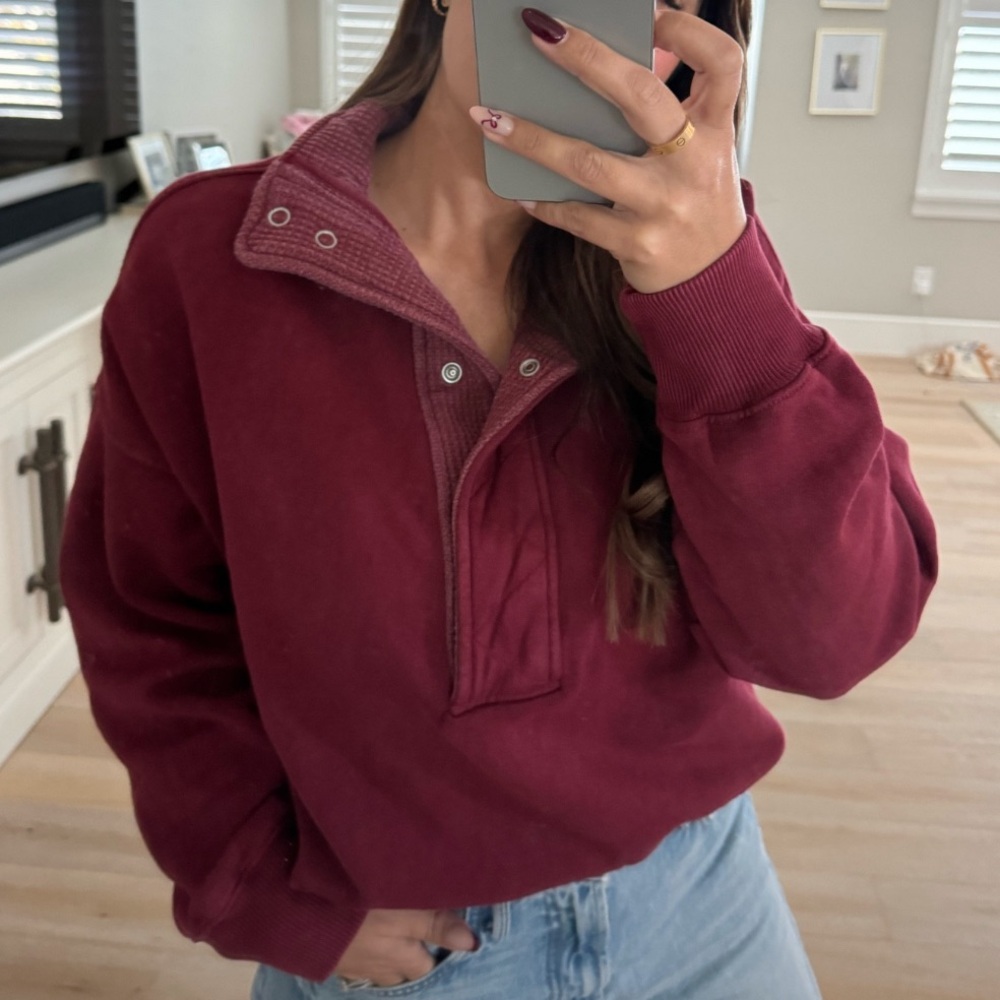 Aerie Burgundy Pullover Sweatshirt